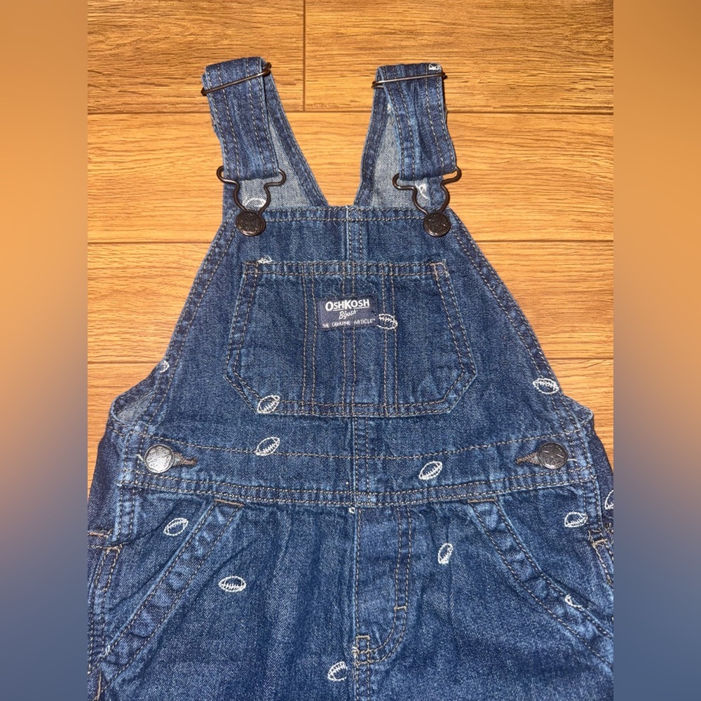 OSHKOSH B’GOSH Size 2T Denim Football Overalls - Picture 4 of 5